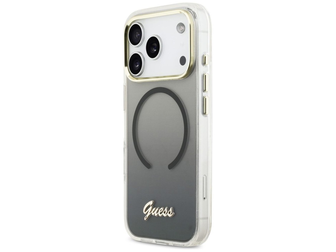 Capa MagSafe Guess IML Gradient Script Metal para iPhone 17 Pro Max - Preta