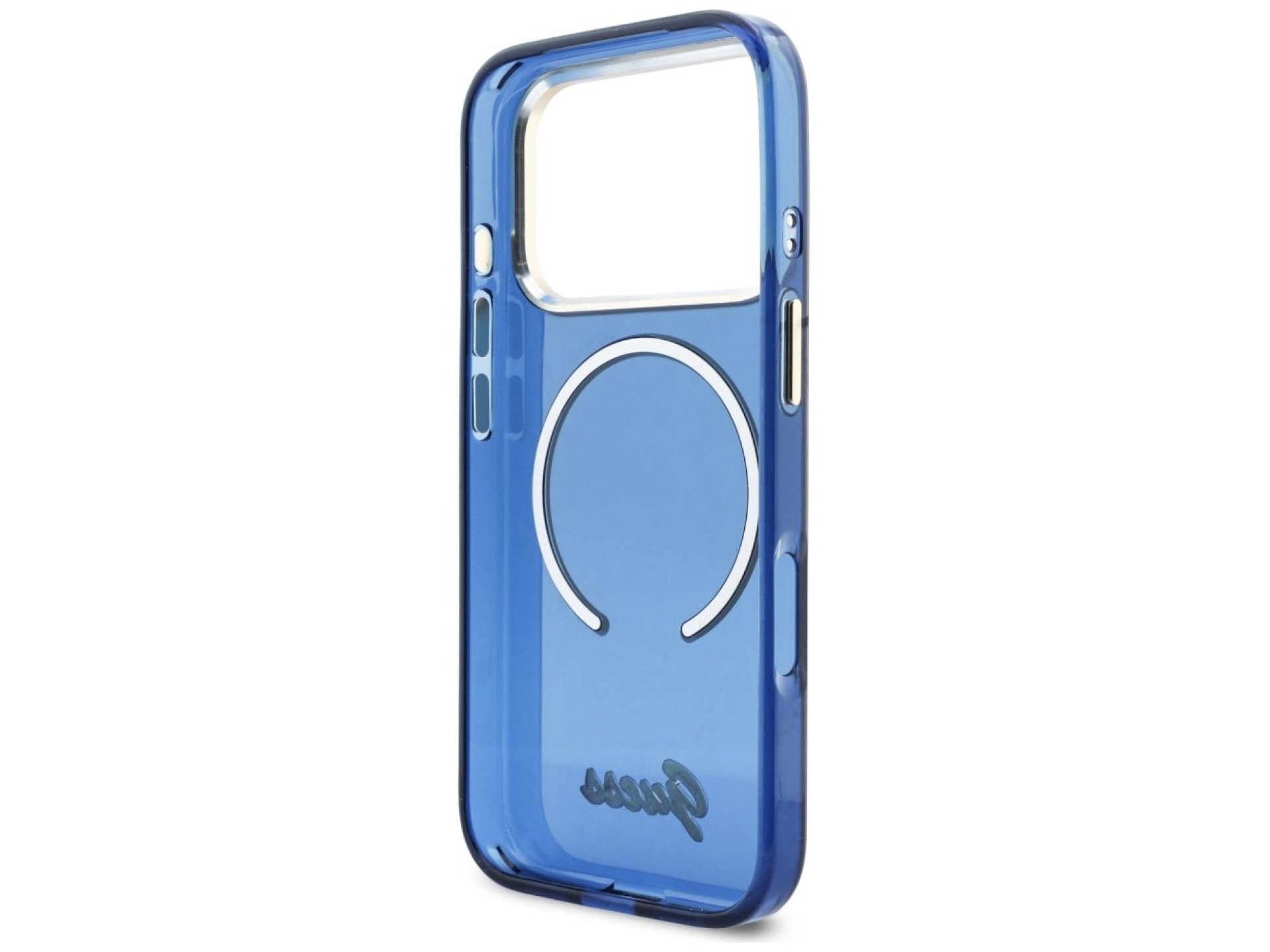 Guess IML Script Metal MagSafe Case for iPhone 17 Pro Max - Blue