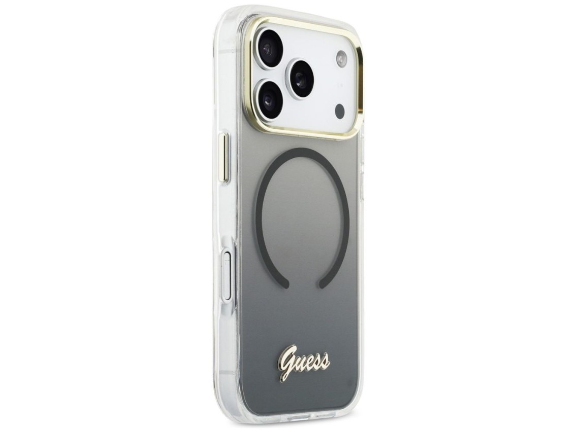 Capa MagSafe Guess IML Gradient Script Metal para iPhone 17 Pro Max - Preta
