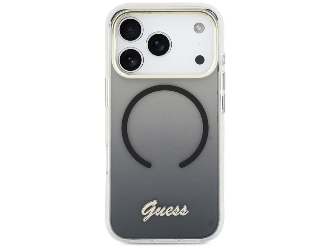 Capa MagSafe Guess IML Gradient Script Metal para iPhone 17 Pro Max - Preta