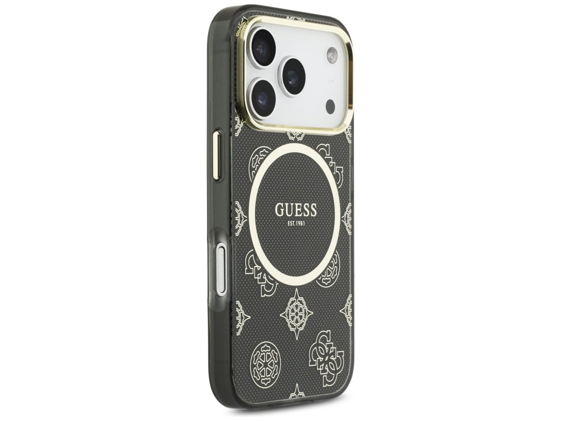 Funda Guess IML Peony Dot MagSafe para iPhone 17 Pro - Negra