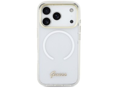 Funda metálica MagSafe Guess IML Gradient Script para iPhone 17 Pro Max - Blanca Funda metálica MagSafe Guess IML Gradient Script para iPhone 17 Pro Max - Blanca