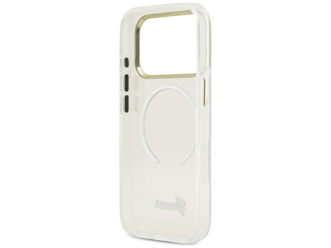 Capa MagSafe Guess IML Gradient Script Metal para iPhone 17 Pro Max - Branca