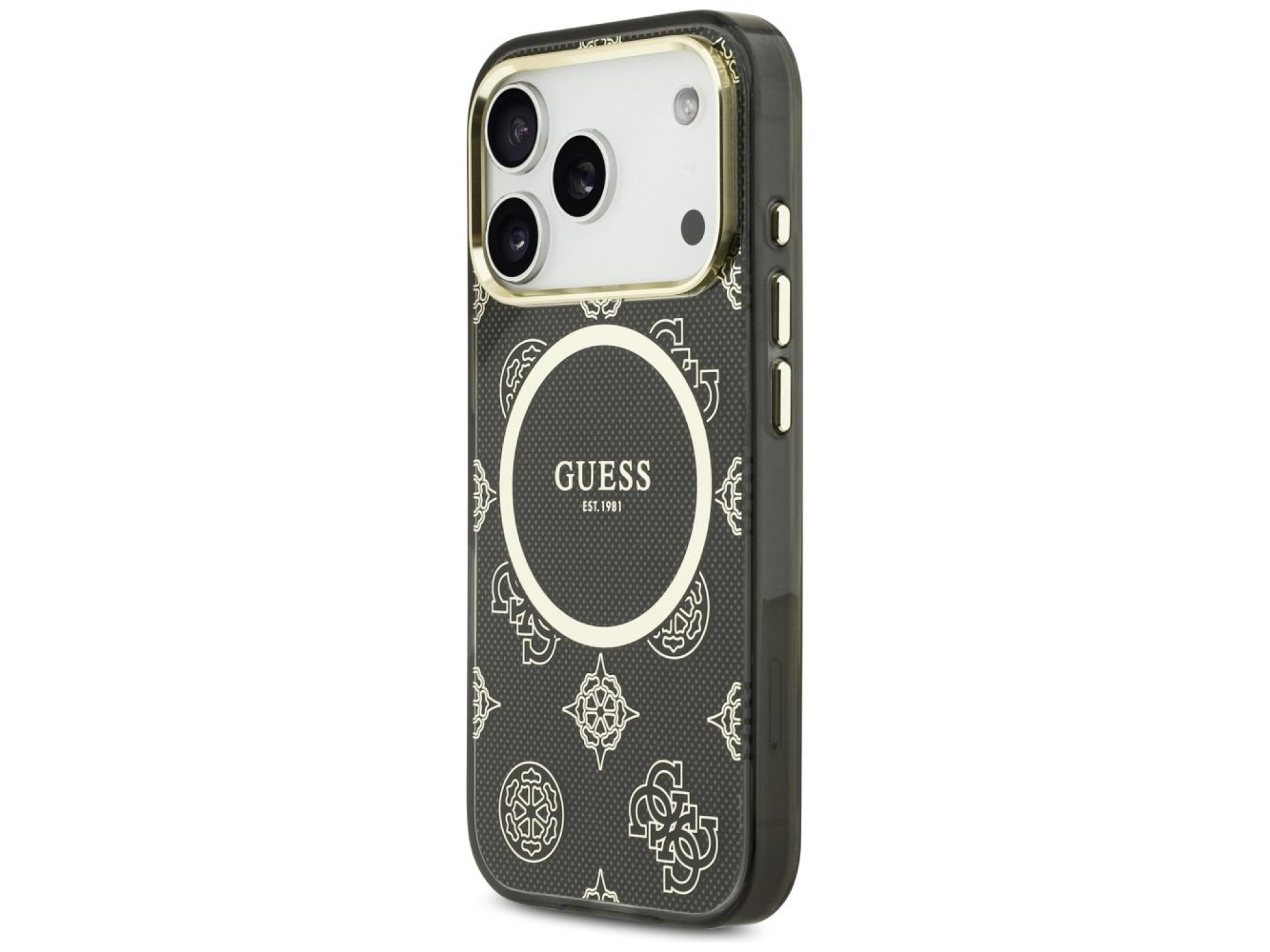 Funda Guess IML Peony Dot MagSafe para iPhone 17 Pro - Negra