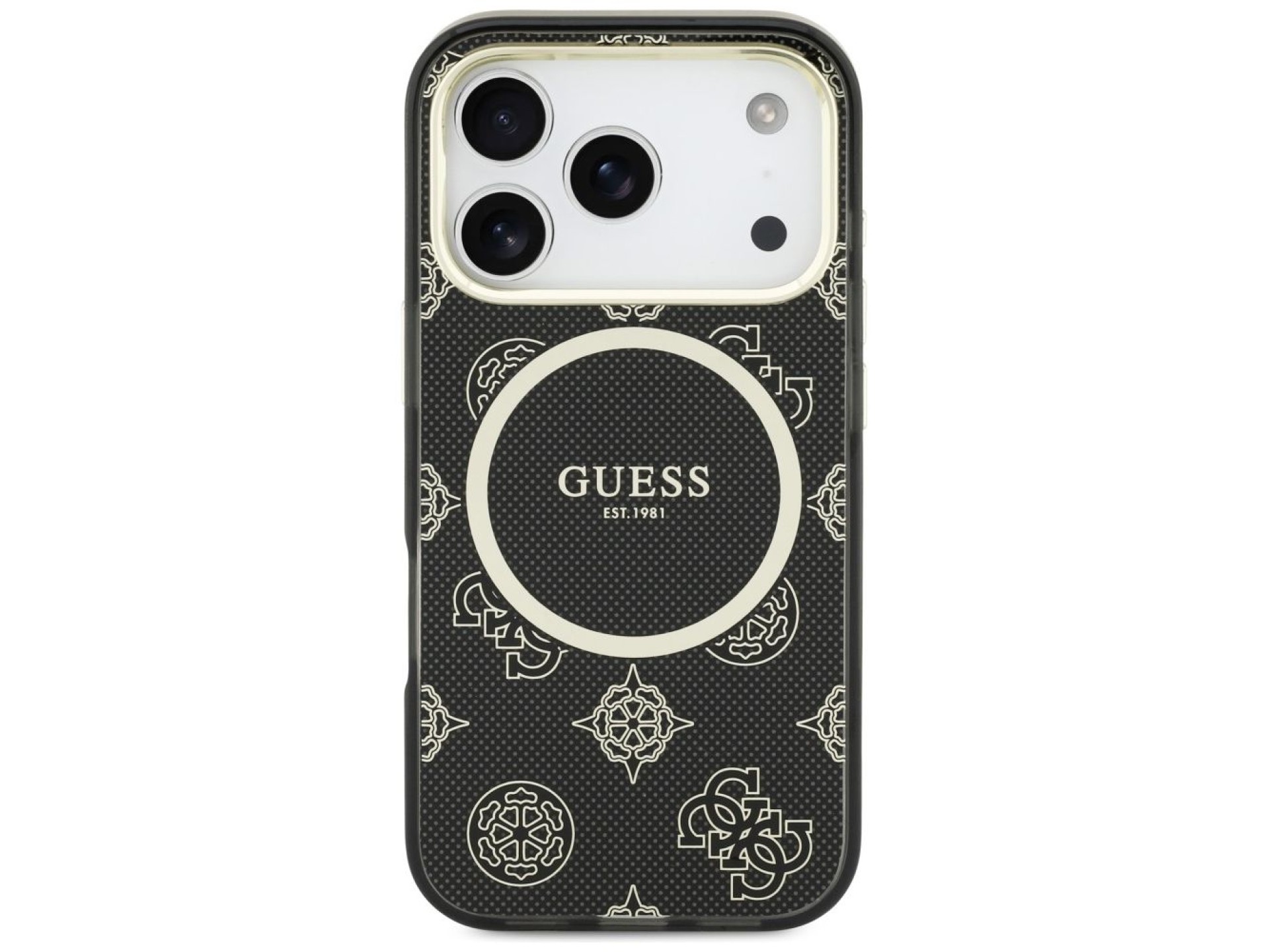 Funda Guess IML Peony Dot MagSafe para iPhone 17 Pro - Negra