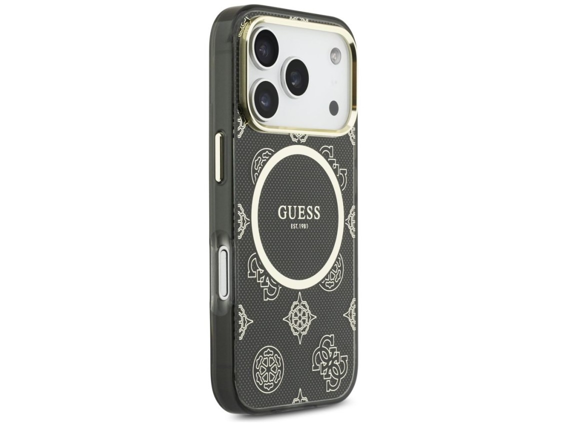 Funda Guess IML Peony Dot MagSafe para iPhone 17 Pro - Negra