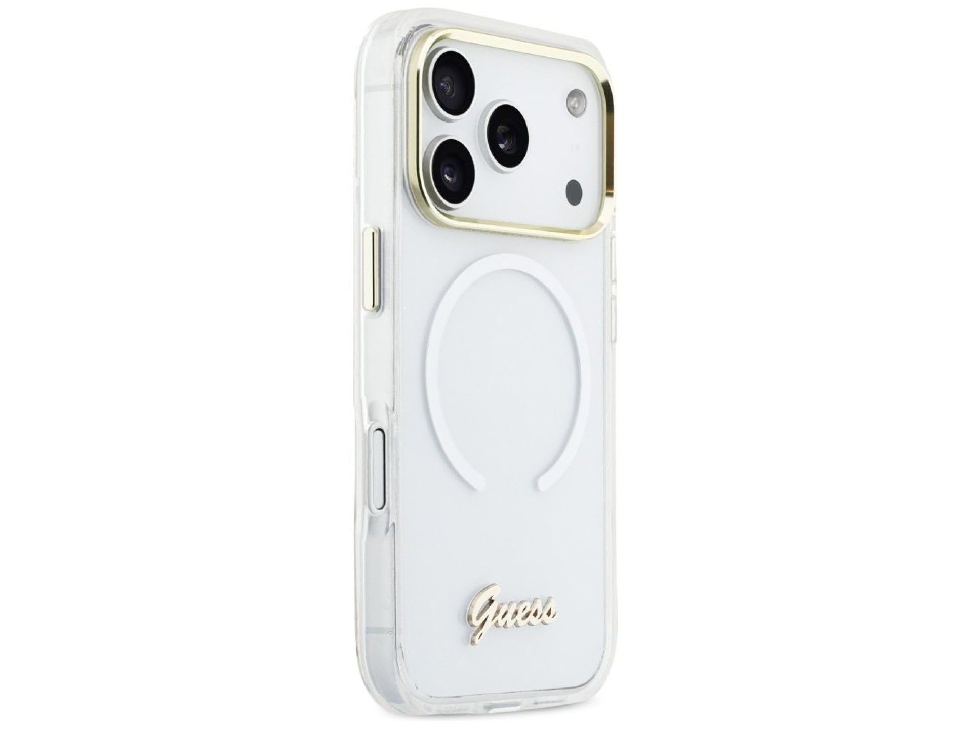 Guess IML Gradient Script Metal MagSafe Case for iPhone 17 Pro - White