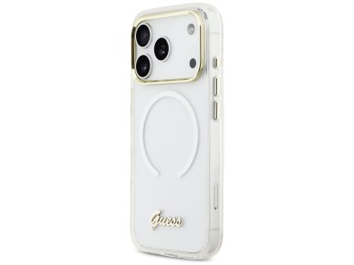 Funda metálica MagSafe Guess IML Gradient Script para iPhone 17 Pro Max - Blanca Funda metálica MagSafe Guess IML Gradient Script para iPhone 17 Pro Max - Blanca