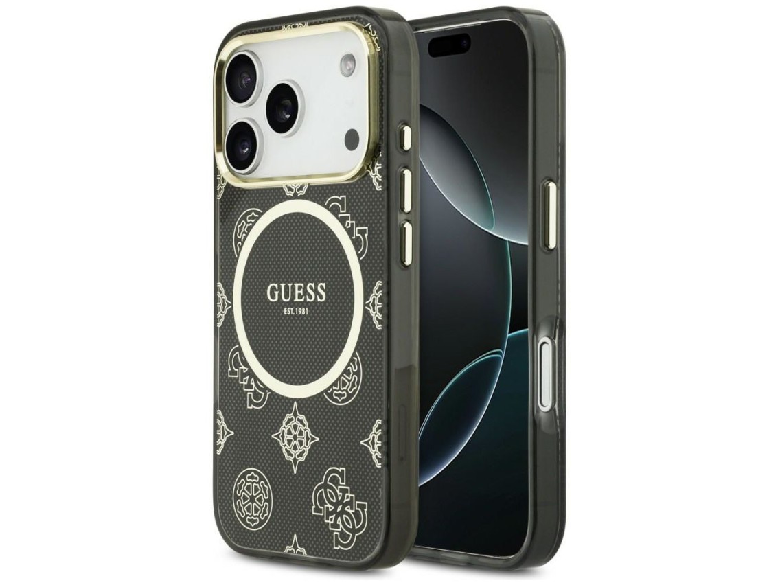 Funda Guess IML Peony Dot MagSafe para iPhone 17 Pro - Negra