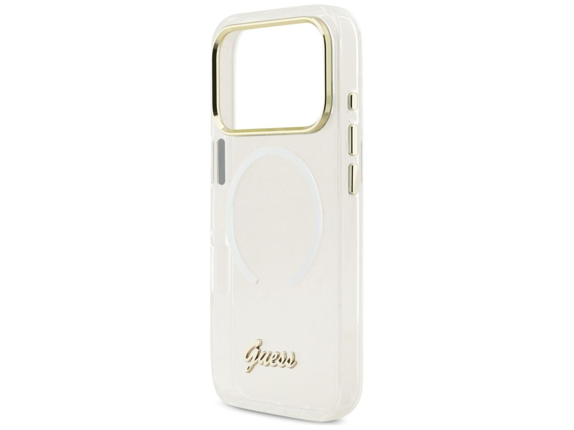 Capa MagSafe Guess IML Gradient Script Metal para iPhone 17 Pro Max - Branca
