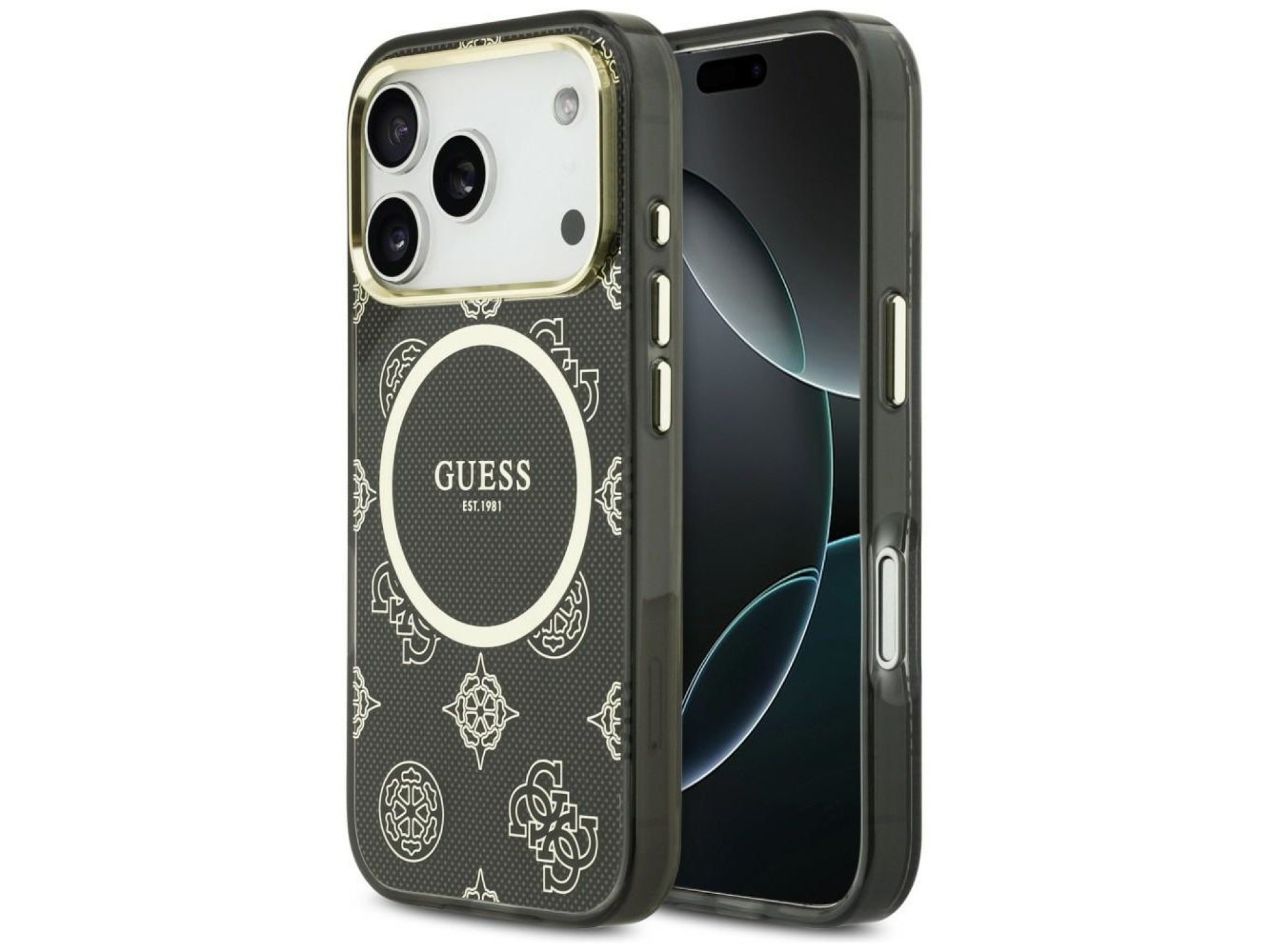 Funda Guess IML Peony Dot MagSafe para iPhone 17 Pro - Negra