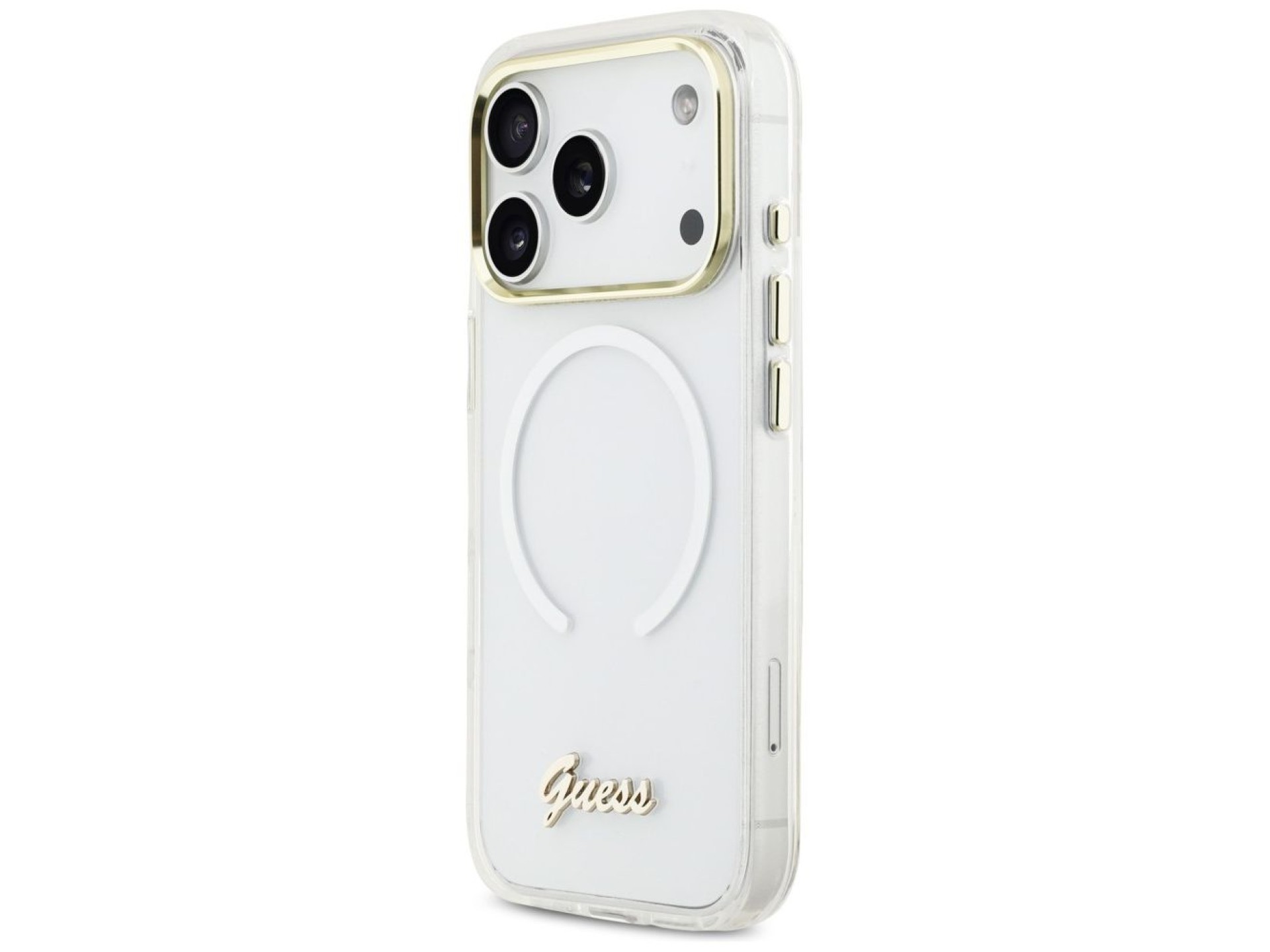 Guess IML Gradient Script Metal MagSafe Case for iPhone 17 Pro - White