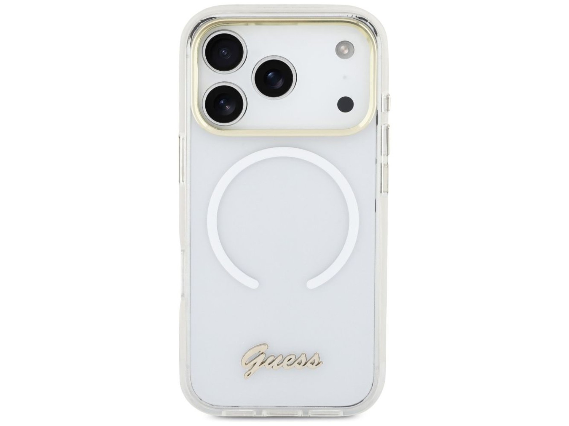 Capa MagSafe Guess IML Gradient Script Metal para iPhone 17 Pro Max - Branca