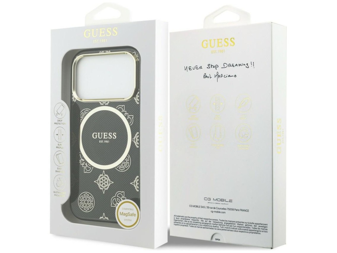 Funda Guess IML Peony Dot MagSafe para iPhone 17 Pro - Negra