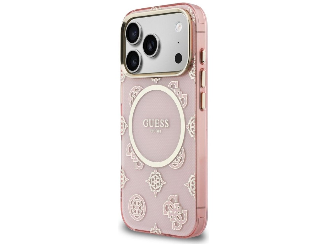 Capa Guess IML Peony Dot MagSafe para iPhone 17 Pro - rosa