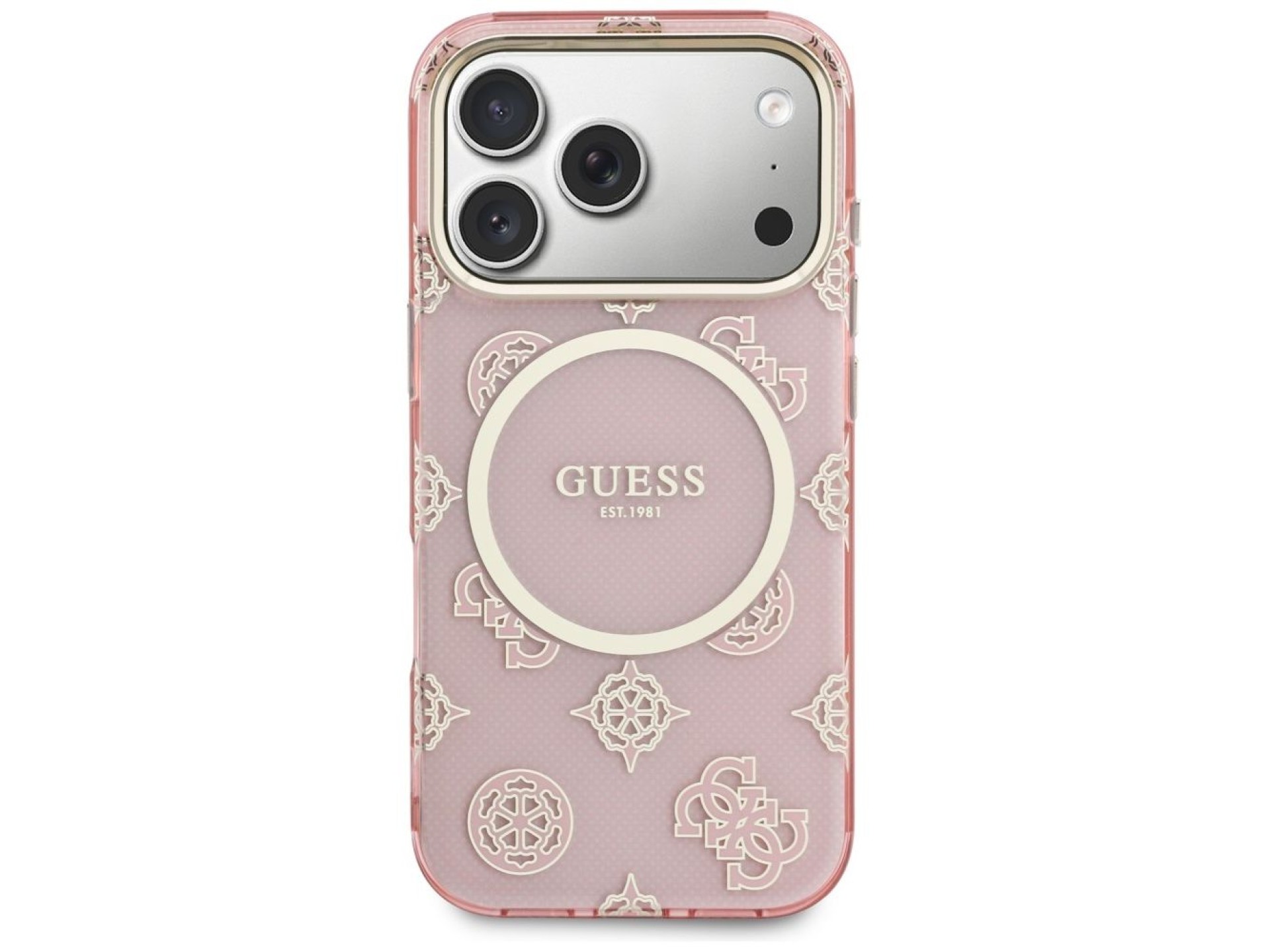 Capa Guess IML Peony Dot MagSafe para iPhone 17 Pro - rosa