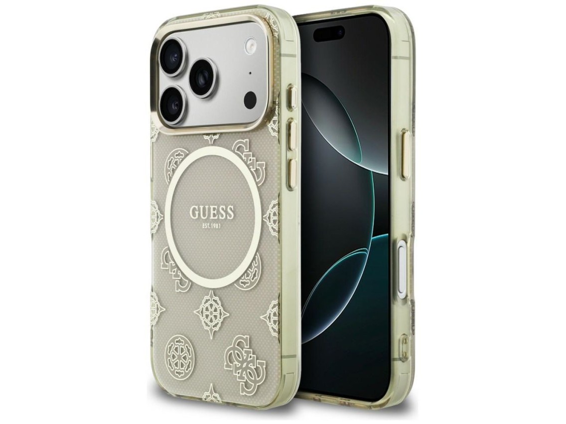 Guess IML Peony Dot MagSafe Case for iPhone 17 Pro - Beige
