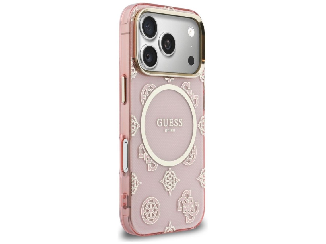 Capa Guess IML Peony Dot MagSafe para iPhone 17 Pro - rosa