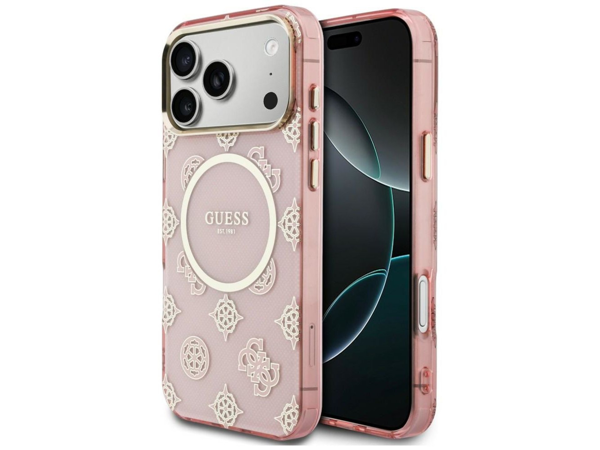Capa Guess IML Peony Dot MagSafe para iPhone 17 Pro Max - Rosa