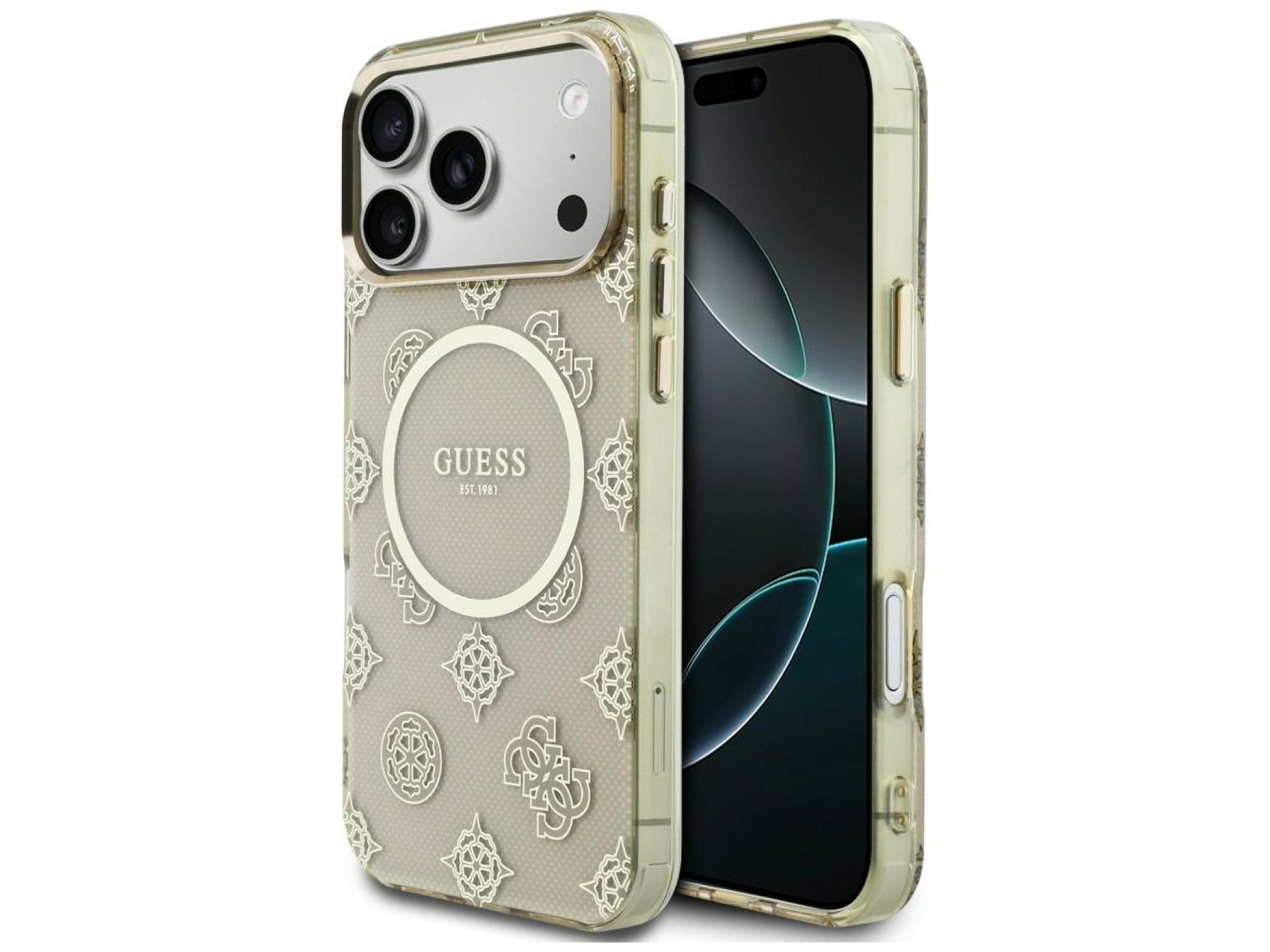 Guess IML Peony Dot MagSafe Case for iPhone 17 Pro Max - Beige