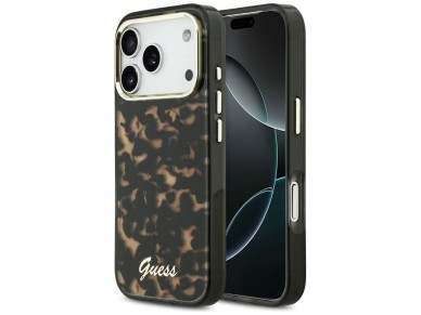 Guess IML Script Metal MagSafe Case for iPhone 17 Pro Max - Black and Brown Guess IML Script Metal MagSafe Case for iPhone 17 Pro Max - Black and Brown