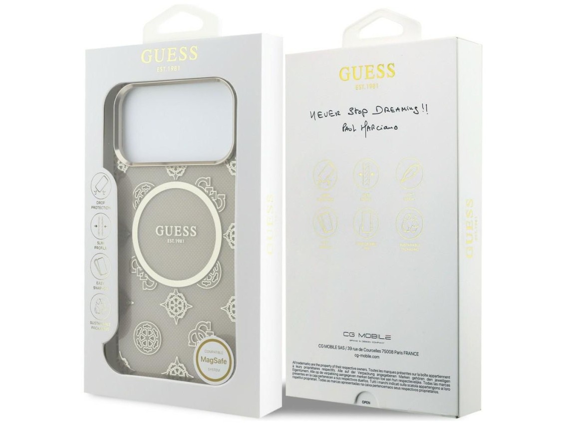 Guess IML Peony Dot MagSafe Case for iPhone 17 Pro Max - Beige