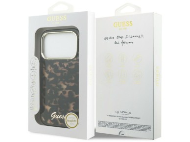 Guess IML Script Metal MagSafe Case for iPhone 17 Pro Max - Black and Brown Guess IML Script Metal MagSafe Case for iPhone 17 Pro Max - Black and Brown