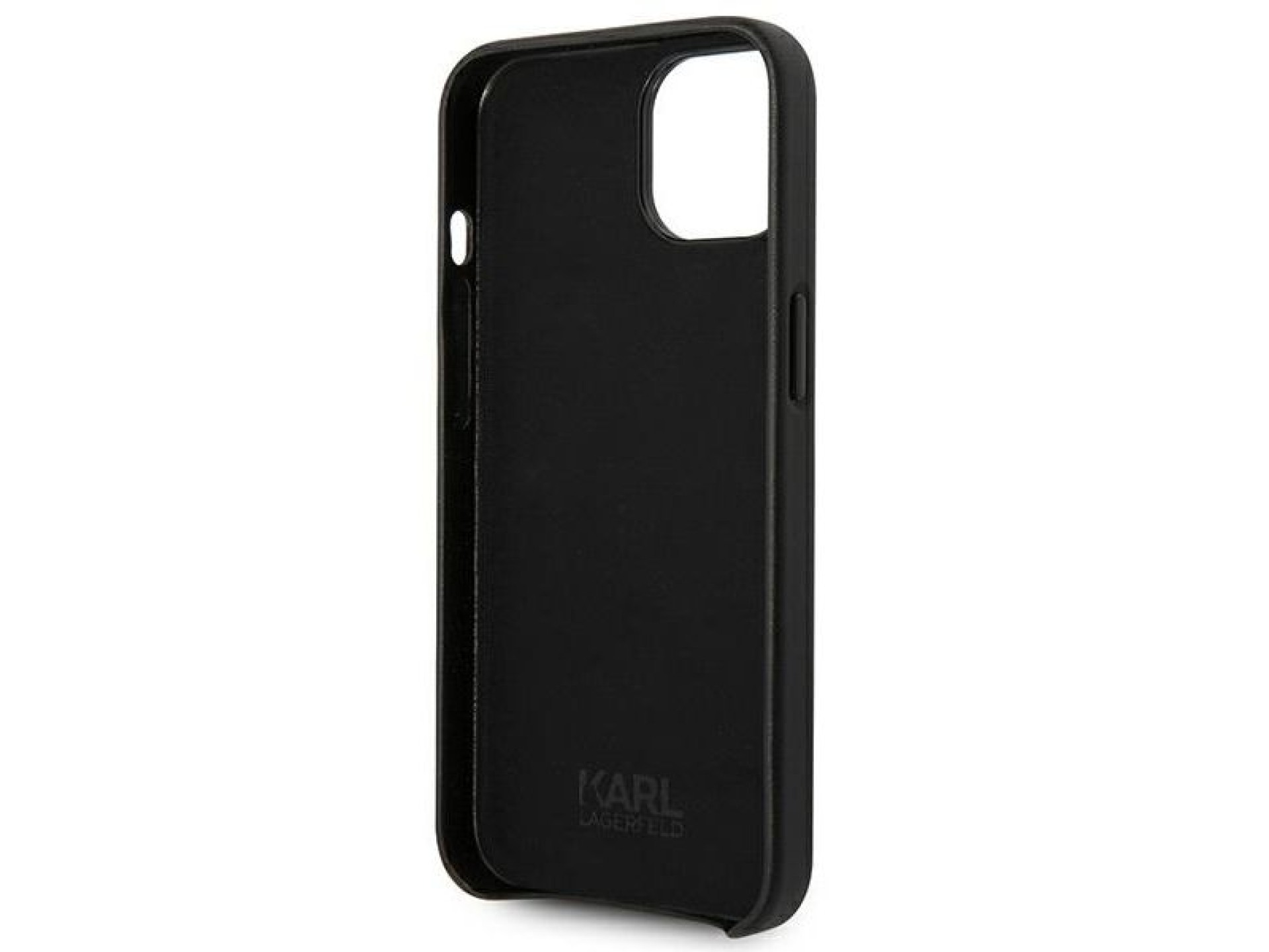 Capa de couro perfurado com o logotipo de Karl Lagerfeld para iPhone 14 Plus - Preta