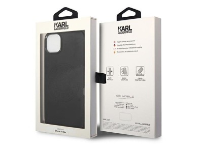 Funda de piel perforada con logo de Karl Lagerfeld para iPhone 14 Plus - Negra Funda de piel perforada con logo de Karl Lagerfeld para iPhone 14 Plus - Negra