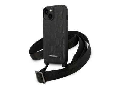Karl Lagerfeld Monogram Plaque Logo Strap Case for iPhone 14 / 15 / 13 6.1" - Black Karl Lagerfeld Monogram Plaque Logo Strap Case for iPhone 14 / 15 / 13 6.1" - Black