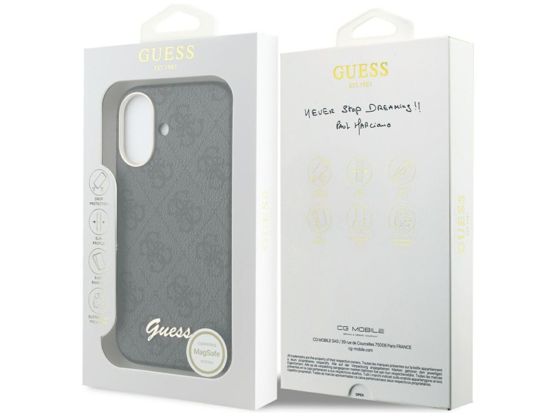 Capa Guess 4G Script MagSafe para iPhone 17 - preta