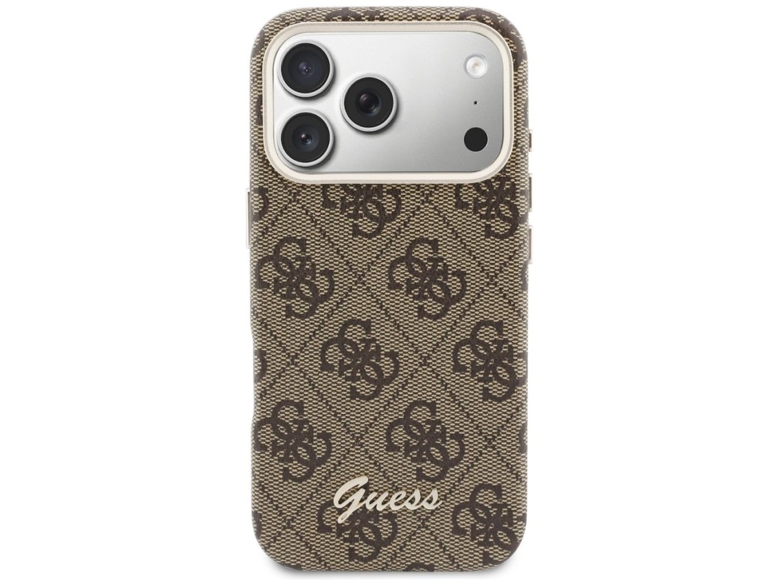 Funda Guess 4G Script MagSafe para iPhone 17 Pro - Marrón