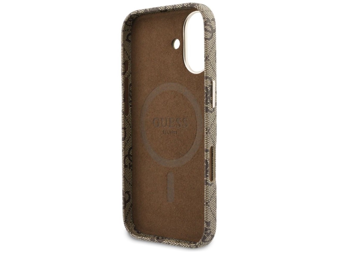Capa Guess 4G Script MagSafe para iPhone 17 - Marrom