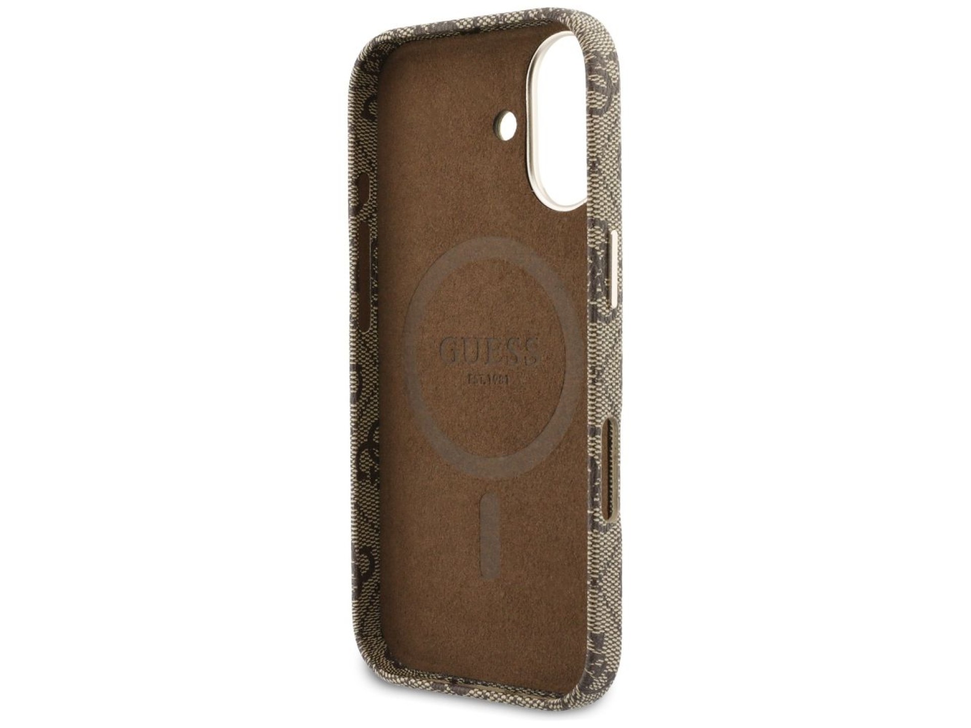 Capa Guess 4G Script MagSafe para iPhone 17 - Marrom