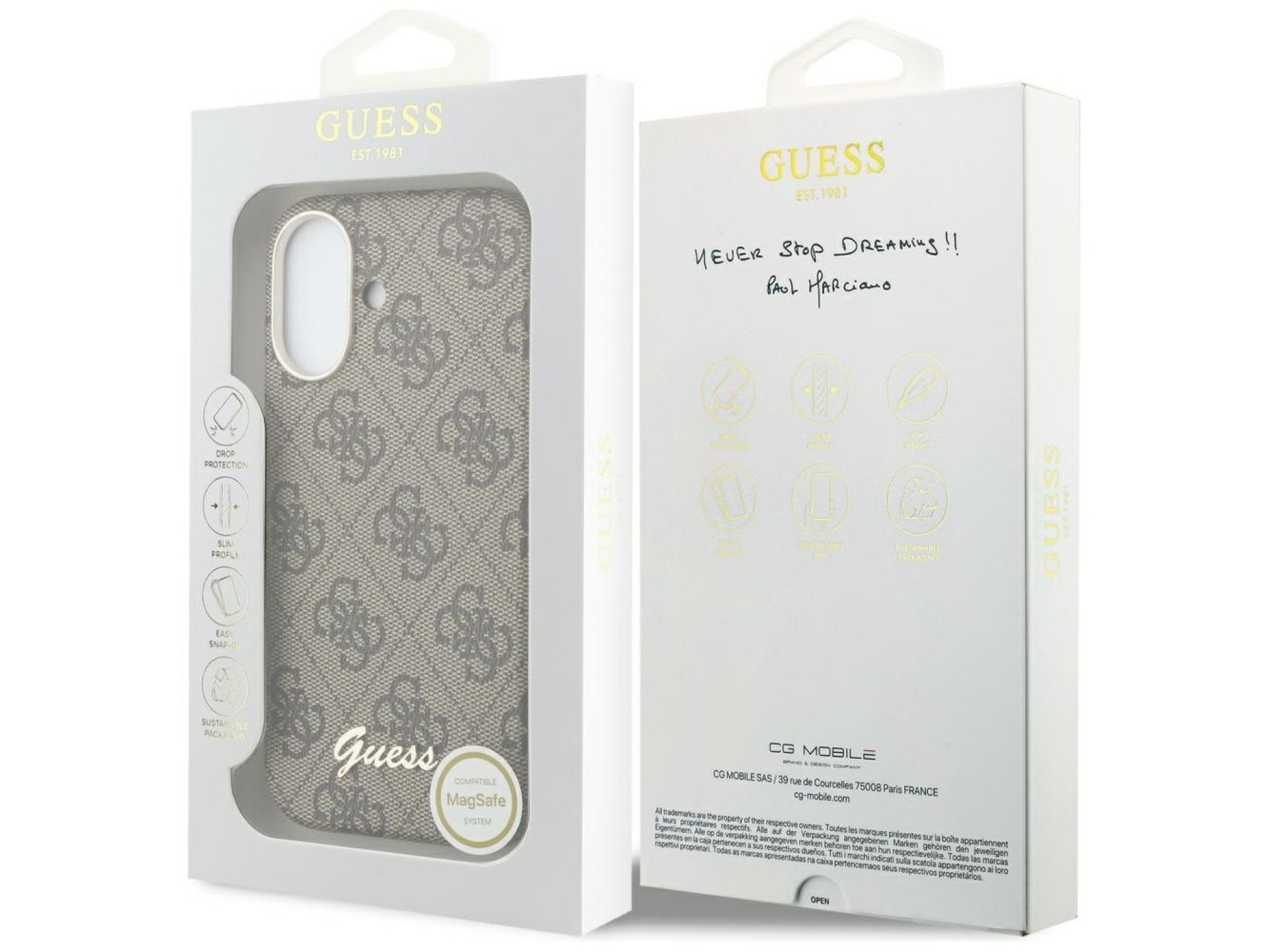 Capa Guess 4G Script MagSafe para iPhone 17 - Marrom