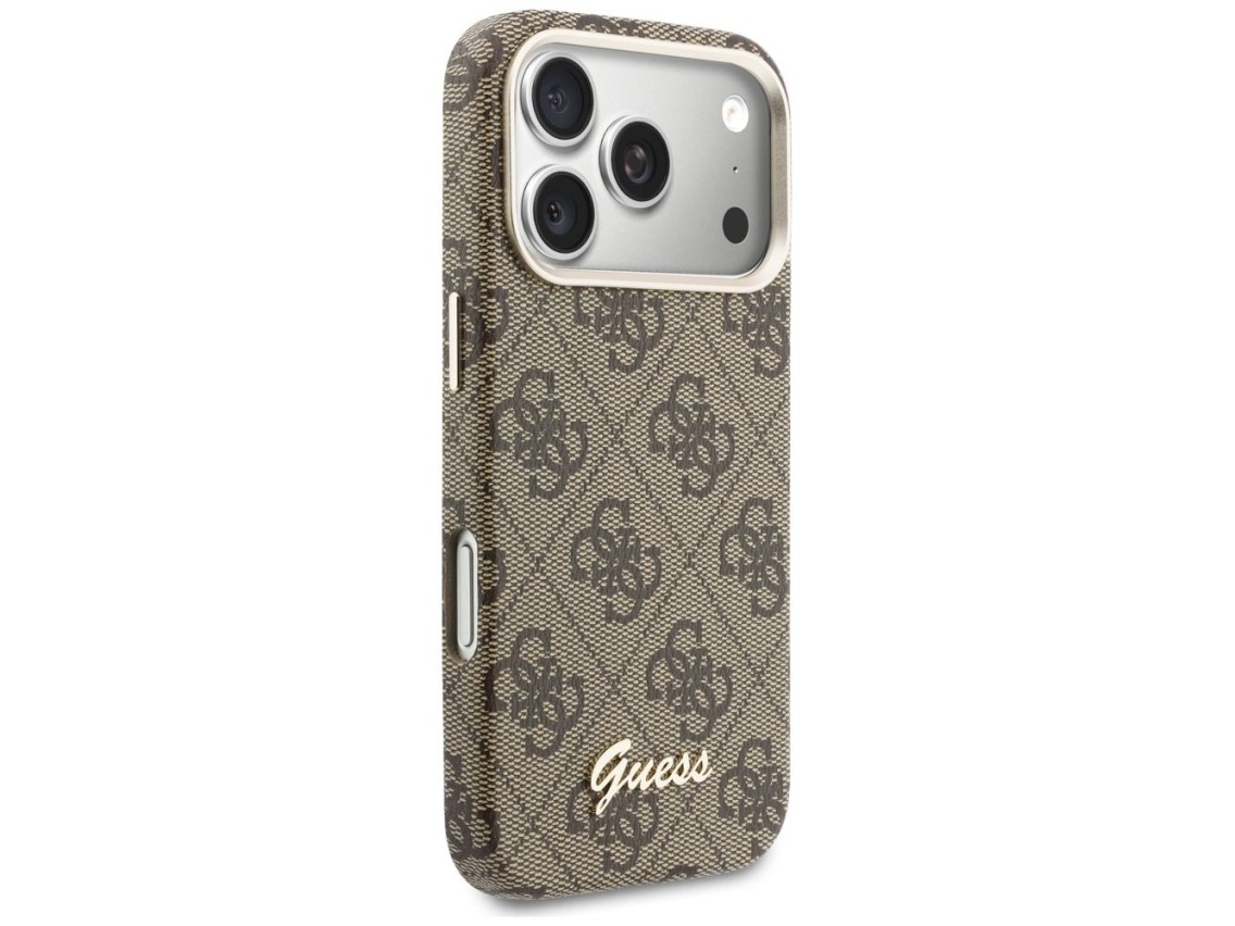 Funda Guess 4G Script MagSafe para iPhone 17 Pro Max - Marrón
