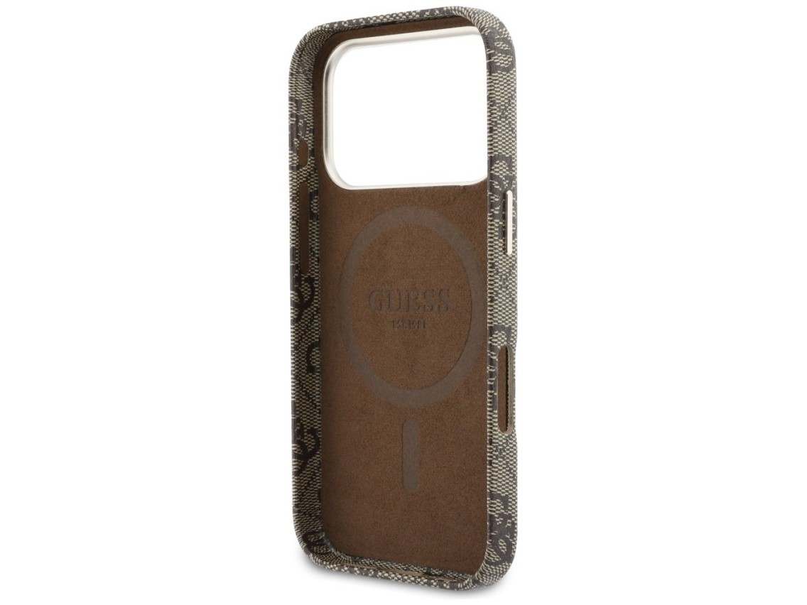 Funda Guess 4G Script MagSafe para iPhone 17 Pro Max - Marrón