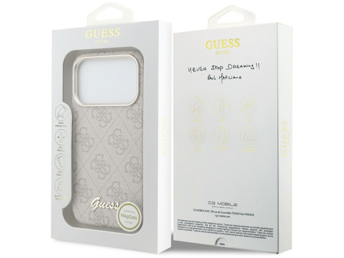 Capa Guess 4G Script MagSafe para iPhone 17 Pro - Rosa