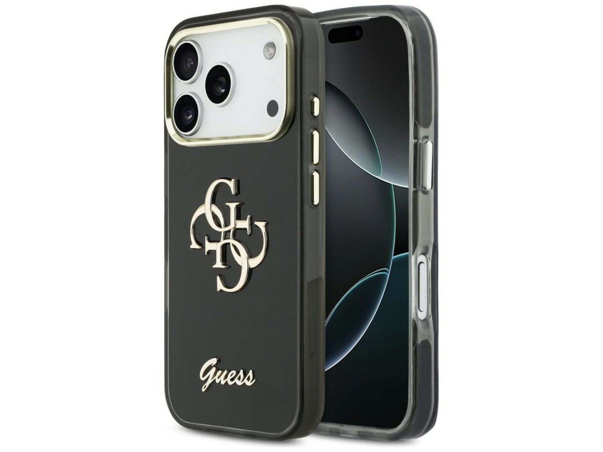 Funda metálica Guess IML 4G Script para iPhone 17 Pro - negra