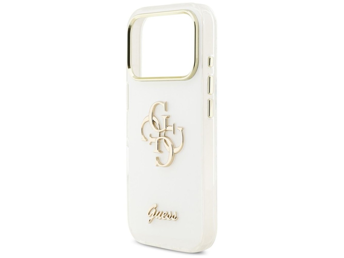 Capa met�lica Guess IML 4G Script para iPhone 17 Pro - Branca