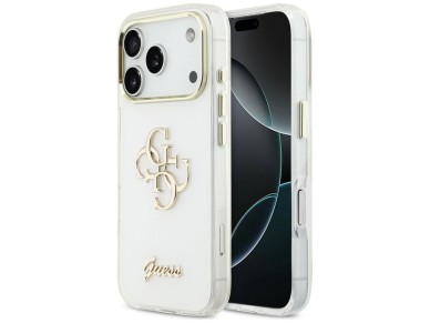 Guess IML 4G Script Metal Case for iPhone 17 Pro - White
