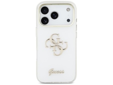 Guess IML 4G Script Metal Case for iPhone 17 Pro - White