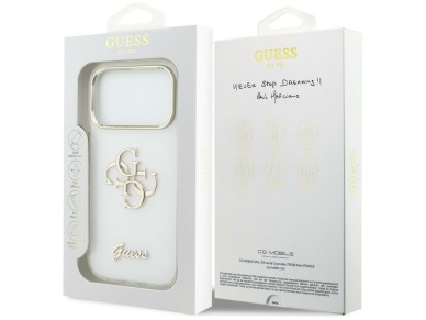 Guess IML 4G Script Metal Case for iPhone 17 Pro - White
