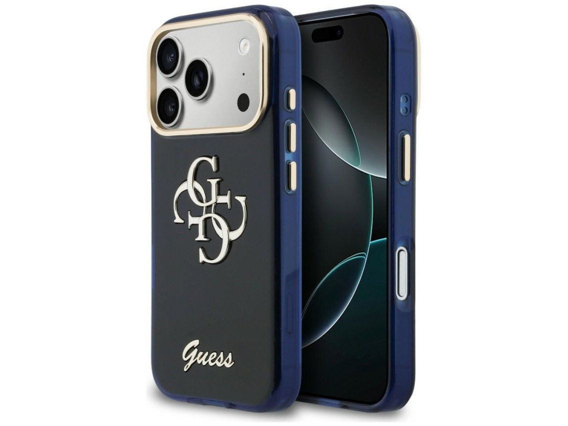 Funda metálica Guess IML 4G Script para iPhone 17 Pro - Azul