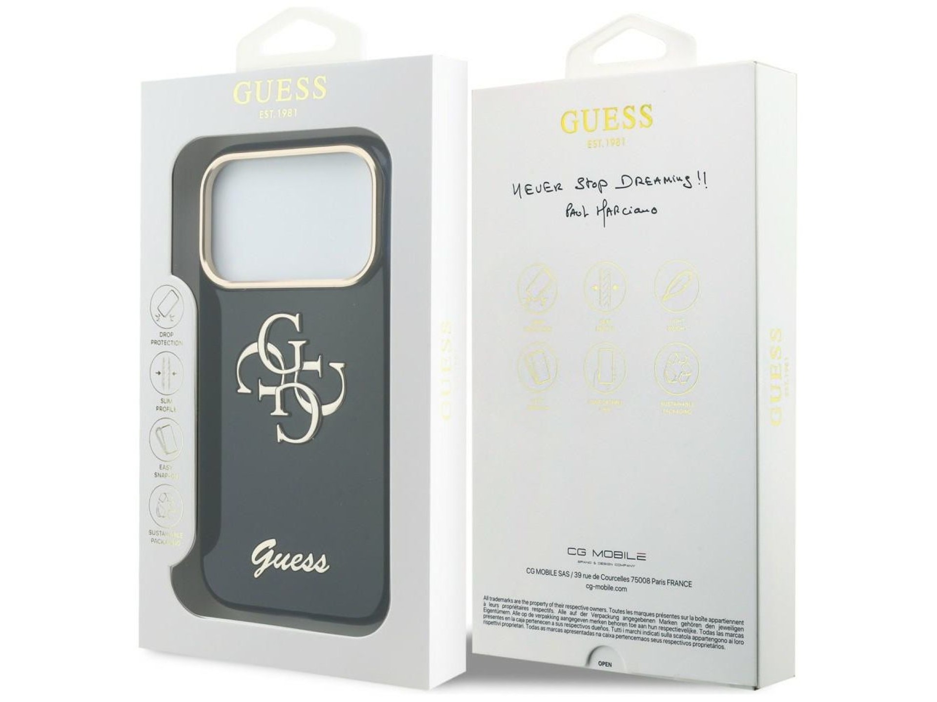 Funda metálica Guess IML 4G Script para iPhone 17 Pro - Azul