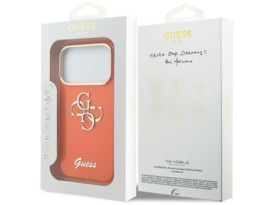 Capa metálica Guess IML 4G Script para iPhone 17 Pro Max - Laranja Capa metálica Guess IML 4G Script para iPhone 17 Pro Max - Laranja