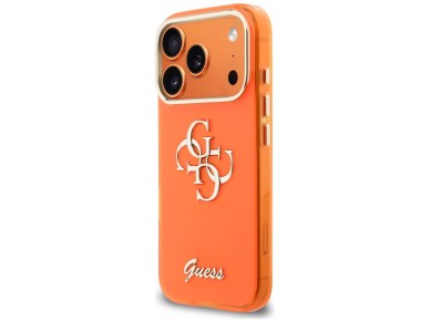 Capa metálica Guess IML 4G Script para iPhone 17 Pro Max - Laranja Capa metálica Guess IML 4G Script para iPhone 17 Pro Max - Laranja