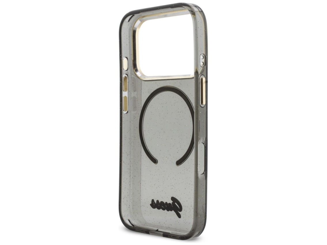 Funda Guess IML Glitters Script Strap MagSafe para iPhone 17 Pro - Negra