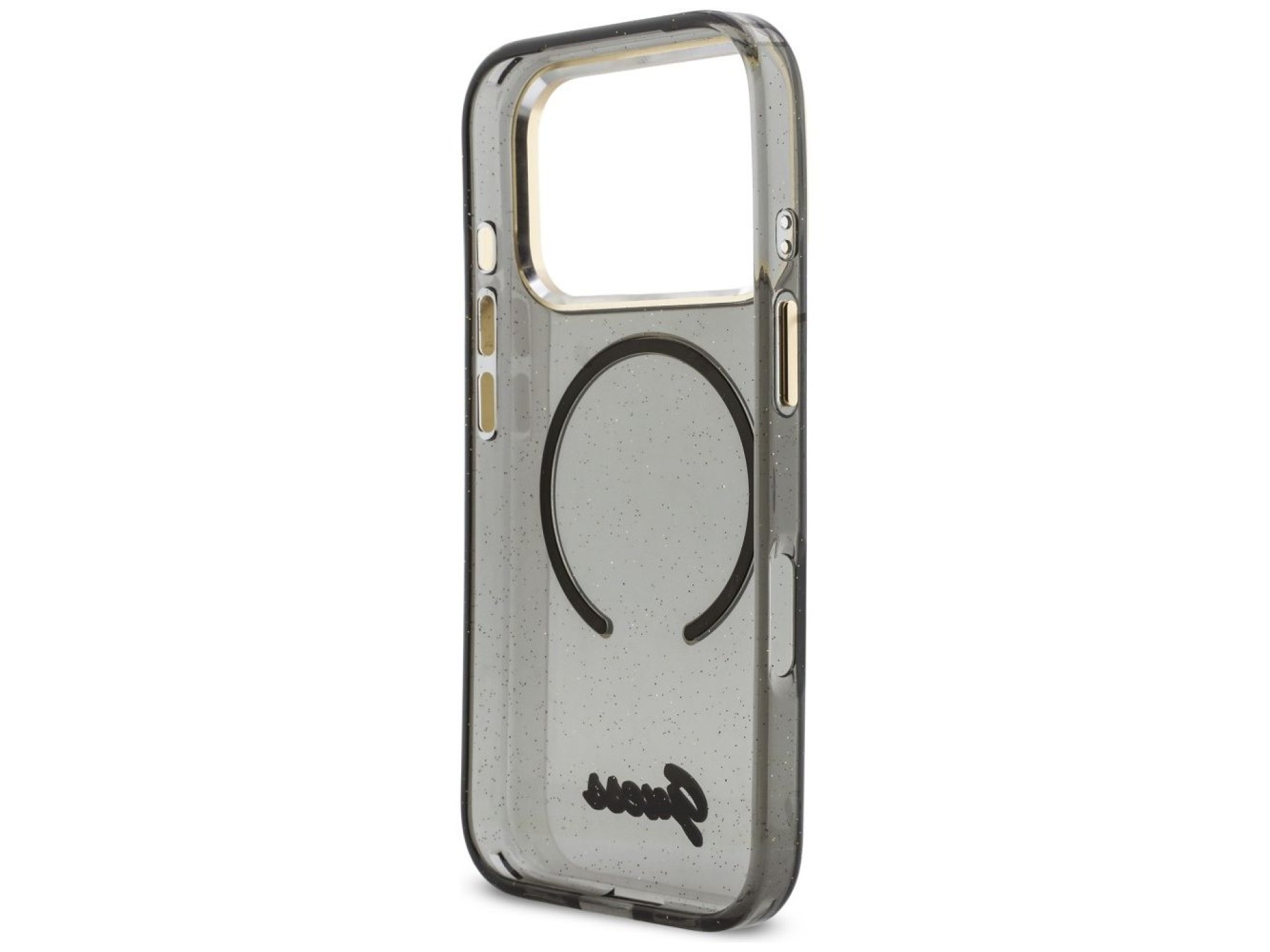 Funda Guess IML Glitters Script Strap MagSafe para iPhone 17 Pro - Negra