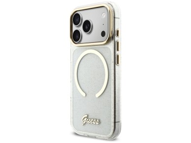 Capa Guess IML Glitters Script Strap MagSafe para iPhone 17 Pro - Transparente Capa Guess IML Glitters Script Strap MagSafe para iPhone 17 Pro - Transparente